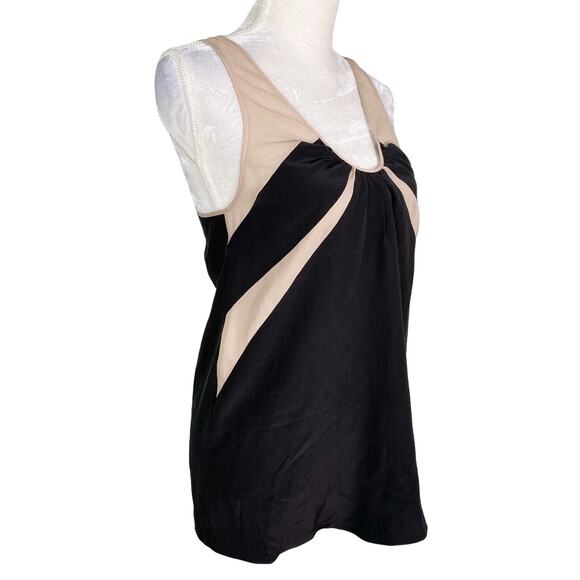 Faith Connexion Top Tank 4 Silk Black Beige Semi Sheer New - Picture 4 of 10